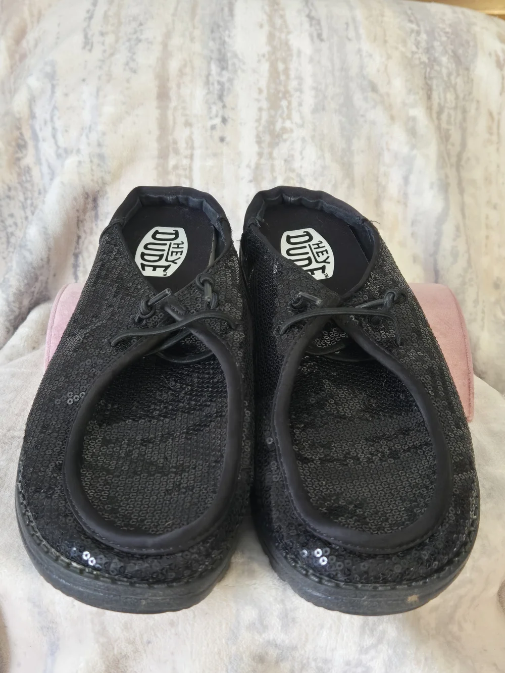 HEYDUDE Wendy Slip Sequin Black Womens 12 Sparkle Mule Shoes